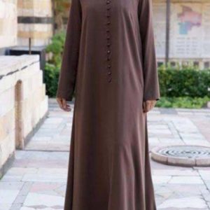 TURKISH BROWN BUTTON ABAYA