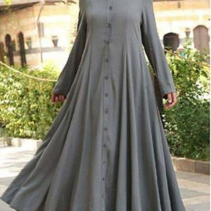 TURKISH GREY FRONT ABAYA