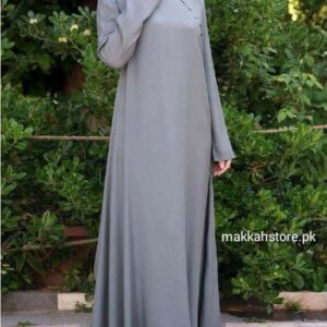 TURKISH GREY SIDE BUTTON ABAYA