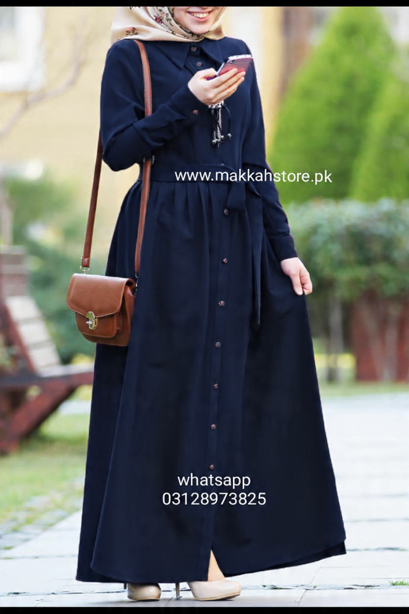 TURKISH NAVY BLUE V COAT ABAYA