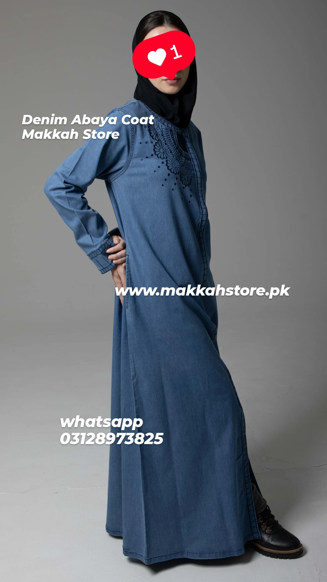 TURKISH DENIM EMBROIDERY ABAYA