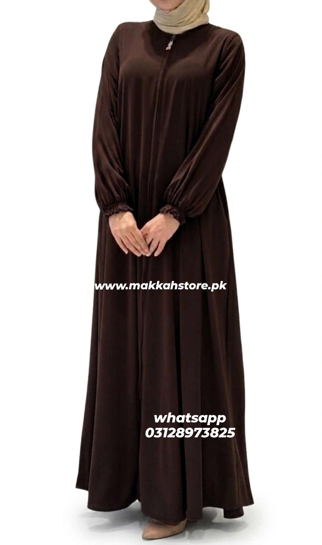 TURKISH BROWN FULL ZIP ABAYA