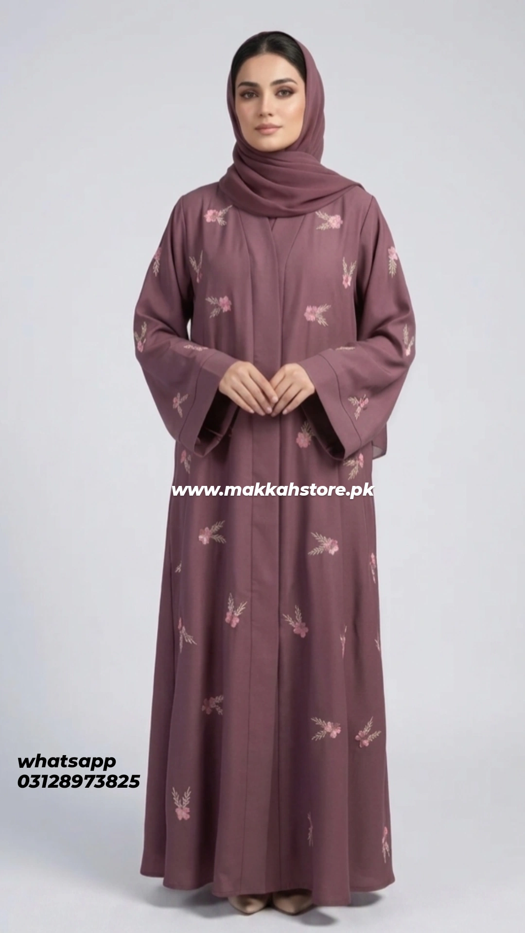 TEAPINK FLORAL EMBROIDERY ABAYA - BUSINESS CLASS