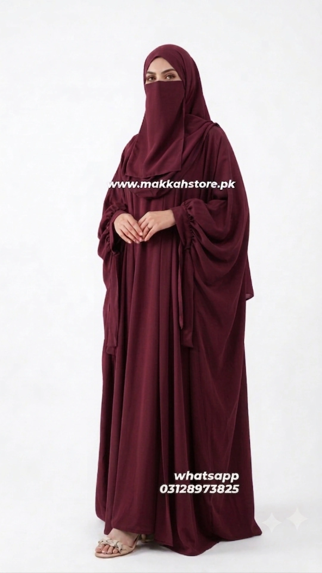 MAROON ABAYA FOUR PIECE