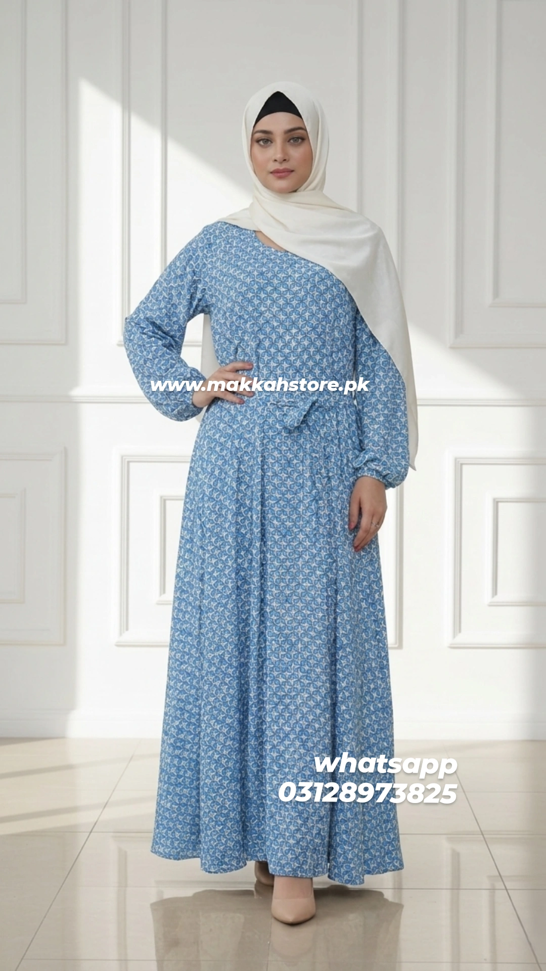 SKYBLUE PRINTED ABAYA