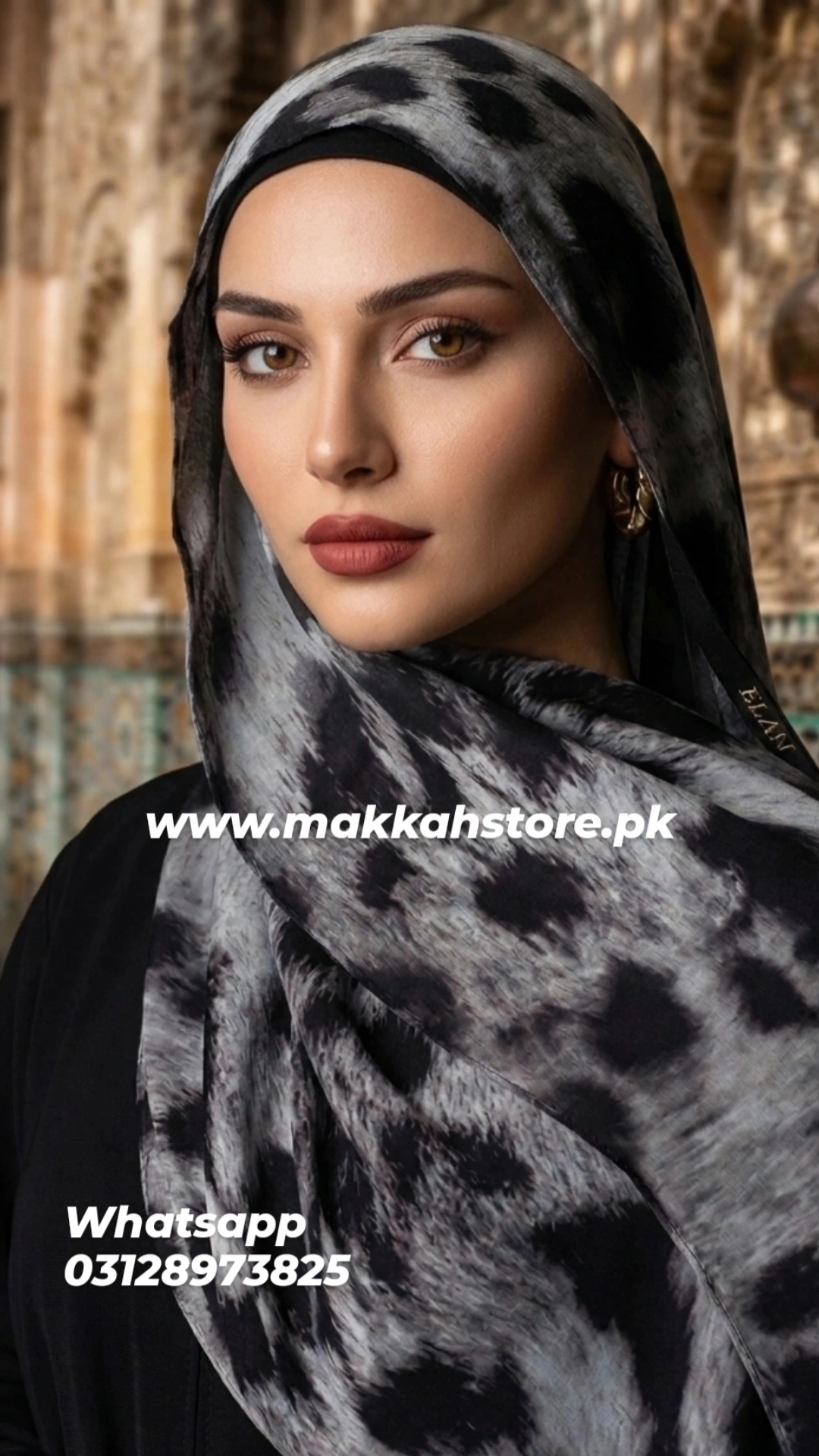 GREY LAWN LEOPARD PRINT HIJAB