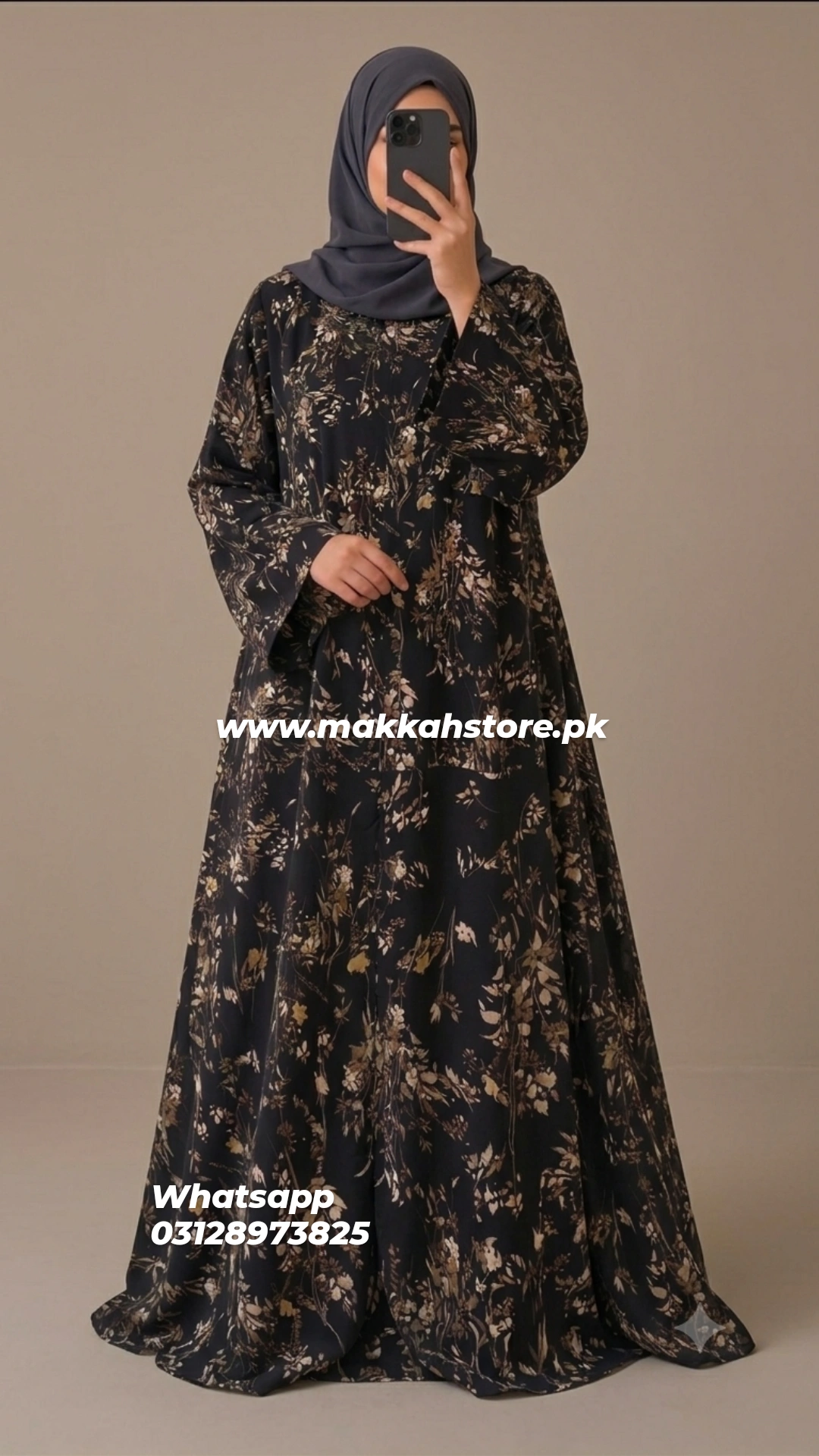BLACK PRINTED ABAYA