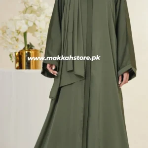 DARK OLIVE CRINKLE DUBAI ABAYA