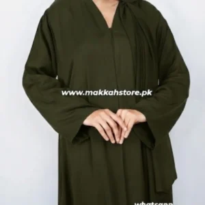 SAUDI OLIVE FRONT OPEN ABAYA